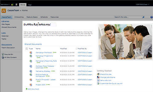 หน้าต้นแบบของ SharePoint 2010