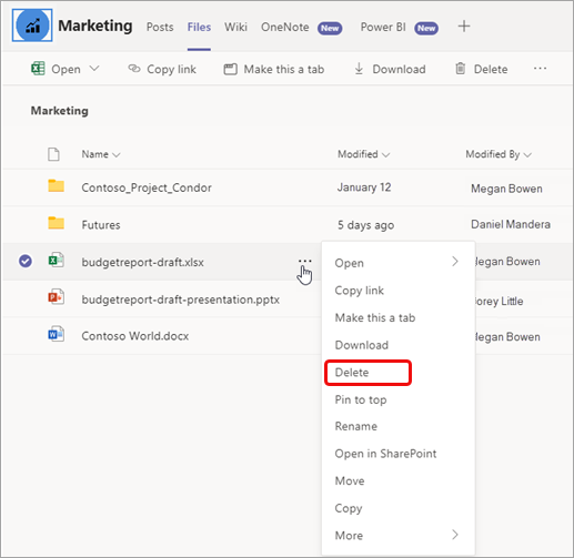 ลบและกู้คืนไฟล์ใน Microsoft Teams - ฝ่ายสนับสนุนของ Microsoft