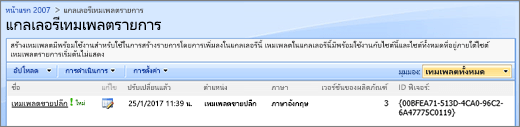 แกลเลอรีรายการที่มีเทมเพลตรายการเดียว