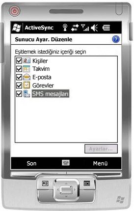 Windows Mobile 6.5'te Metin İletileri onay kutusunu seçme