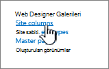 Site ayarları sayfasında site sütunu seçeneği
