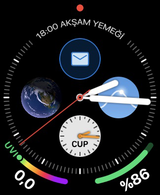 Outlook bilgilerini gösteren Apple Watch yüzü