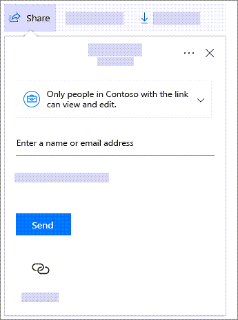 Kuruluş içindeki kişilere yönelik bir paylaşma bağlantısını gösteren paylaşım iletişim kutusunun ekran görüntüsü.