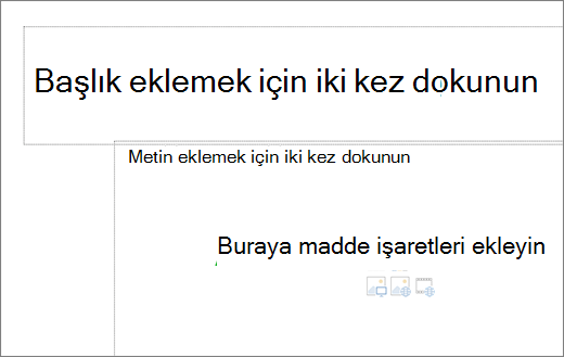 Madde işaretlerinin nerede çalışacağını gösteren boş başlık kutusu ve boş metin kutusu resmi.