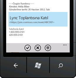 Mobil cihazınızdan Lync Toplantısına Katılmayı gösteren ekran görüntüsü