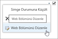 Web Bölümünü Düzenle menü seçeneği vurgulanmış