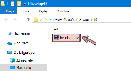 LiveWeb eklentisini yüklemeye başlamak için lwsetup. exe dosyasına çift tıklayın.