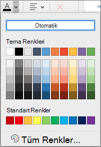 Mac için OneNote’ta yazı tipi rengi açılan menüsü.