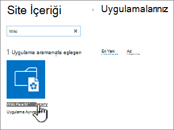 Wiki uygulaması kutucuğu vurgulanmış site içeriği