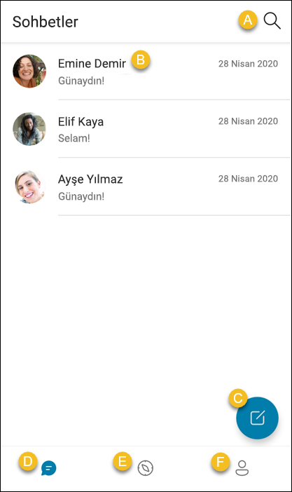 Android'de GroupMe seçeneklerine genel bakış