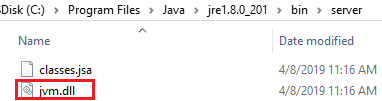 JVM.dll dosyası konumu