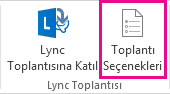 Şeritteki Lync Toplantısı seçeneklerinin ekran görüntüsü