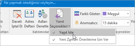 Windows için Outlook 2016'da Yanıt İste düğmesini ekran görüntüsü