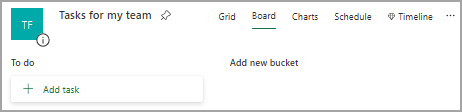 Üst kısımdaki görünümlerin listesini içeren bir Planner sayfası gösterir. "Board", "Grid" sözcüğünden sonraki ikinci seçenektir.