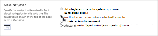 Yönetilen gezinti seçiliyken Genel gezinti ayarları