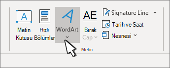 WordArt düğmesiyle WordArt ekle