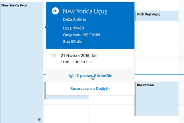 Outlook Takvim'de seyahat kartını gösterme