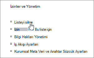 Bu listeyi sil seçeneğinin vurgulu olduğu Liste ayarları iletişim kutusu