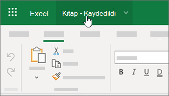 Excel’de dosya adını seçen imleç