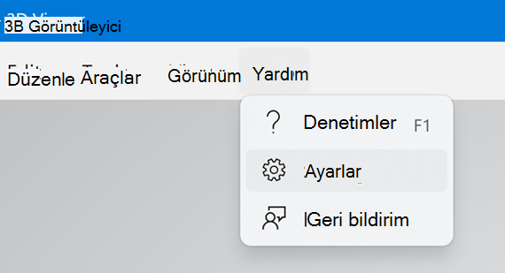 3B görüntüleyicideki ayarlar