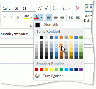 Şeritte Yazı Tipi Rengi paleti