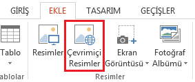 Ekle sekmesinde Çevrimiçi Resimler’e tıklayın.