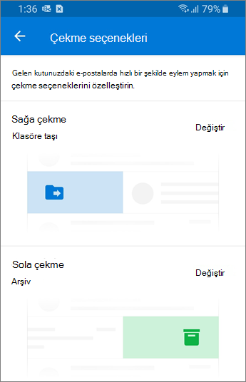 Outlook Mobile 'da çekme seçeneklerini ayarlama