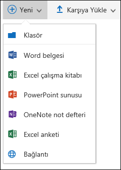 Office 365 Yeni klasör veya belge oluşturma