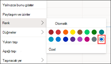 Özel ile Outlook Web Takvimi Renk Seçimi