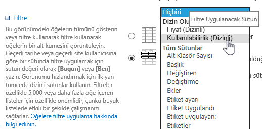 SharePoint Online'da dizine alınmış bir alan seçin