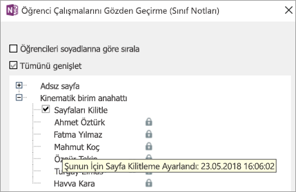 Öğrenci sayfası kilitli.