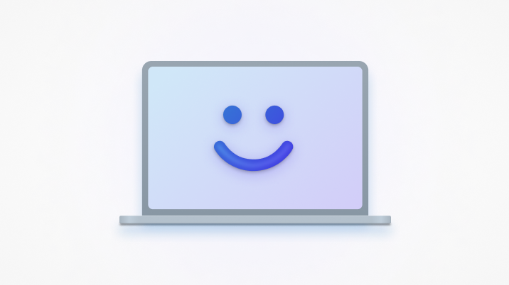 Dizüstü bilgisayar ve Windows Hello yüzünün simgesi.