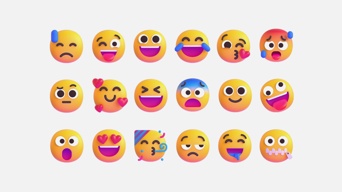 Windows 11’deki gülen yüz, parti, kahkaha ve diğer yüz emojileri