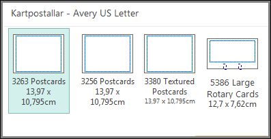 Avery US Letter kartonu için kartpostal şablonu.