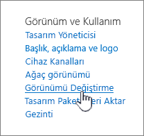 Site ayarları Görünümü değiştir'in vurgulandığı Görünüm görünümü bölümü