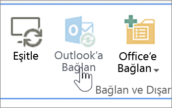 Outlook'a bağlanma devre dışı düğmesinin vurgulu olduğu şerit