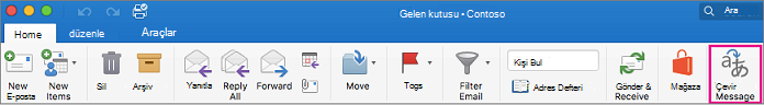 Mac için Outlook şeridindeki Çevir düğmesi