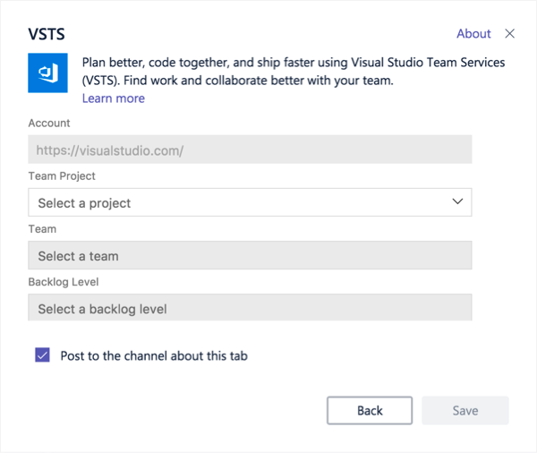 Sekmeye Kanban panosu eklemek için Visual Studio iletişim kutusu