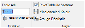 Tabloyu yeniden adlandırmak için Excel Formül Çubuğu'ndaki Ad Kutusu'nun resmi