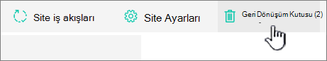 SharePoint Online Site İçeriği sayfası Geri Dönüşüm düğmesi