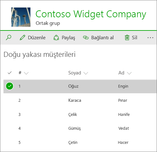 SharePoint Online'da liste