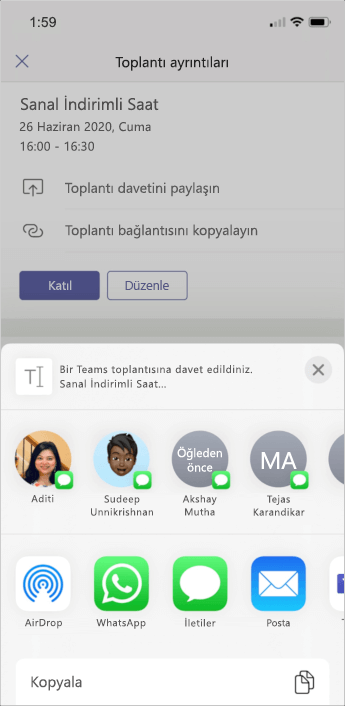 Toplantı ayrıntıları - mobil ekran görüntüsü