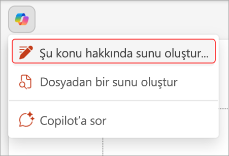 PowerPoint slaydının üstündeki Copilot düğmesinin ekran görüntüsü.