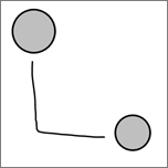 Відображає сполучну лінію, накреслену пером між двома колами.