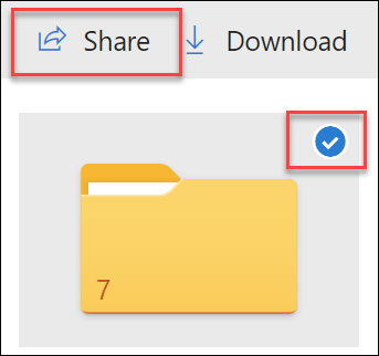 Зображення папки у OneDrive і параметра "Спільний доступ".