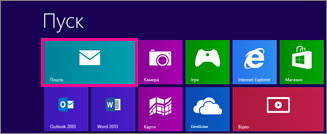 Початковий екран Windows 8 із зображенням плитки "Пошта"
