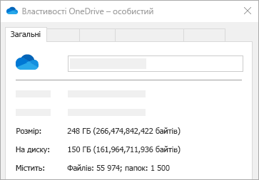 OneDrive Size on disk properties