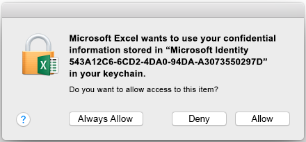 Запит надати доступ Office 2016 для Mac до зв’язки ключів