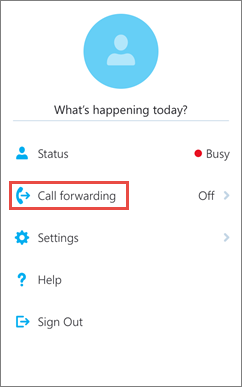 Параметр перенаправлення викликів на головному екрані програми "Skype для бізнесу" для iOS