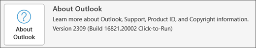 Виберіть вікно "Про програму Outlook".